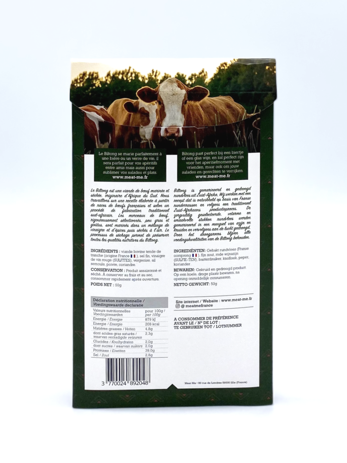 Viande de boeuf séchée et marinée à l'ail. Le Biltong est une tradition culinaire originaire d'Afrique du sud.