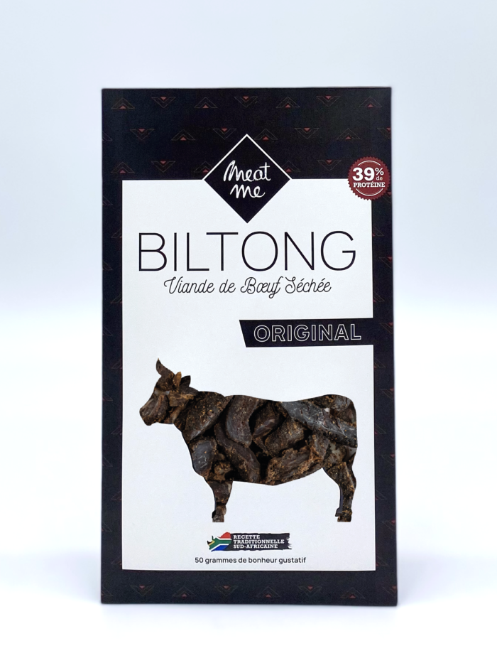 Viande de boeuf séchée et marinée original. Le Biltong est une tradition culinaire originaire d'Afrique du sud.