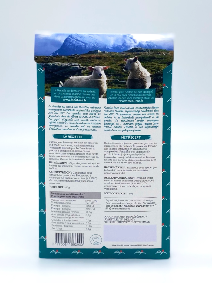 Viande de d'agneau séchée et marinée. Le Fenalar est un jambon d'agneau, recette culinaire originaire des Fjords norvégiens.